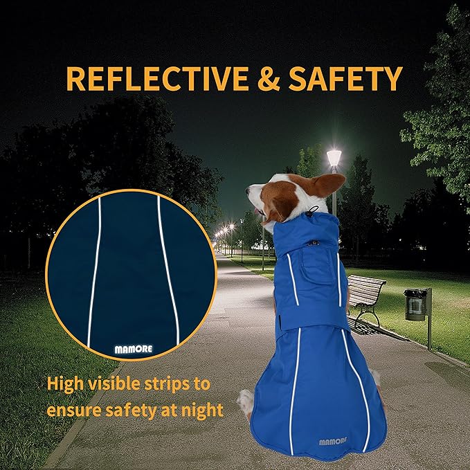 Adjustable Waterproof Dog Raincoat for Dogs,Lightweight Pet Rain Jacket Puppy Clothes with Reflective Strip for Small Medium Large Dogs (Army Green, X-Large)