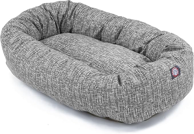 Majestic Pet 52 Inch Bagel Calming Dog Bed Washable – Cozy Soft Round Dog Bed with Spine Support for Dogs to Rest Their Head - Fluffy Donut Dog Bed 52x35x11 (Inch) - Round Pet Bed X-Large – Lt. Black