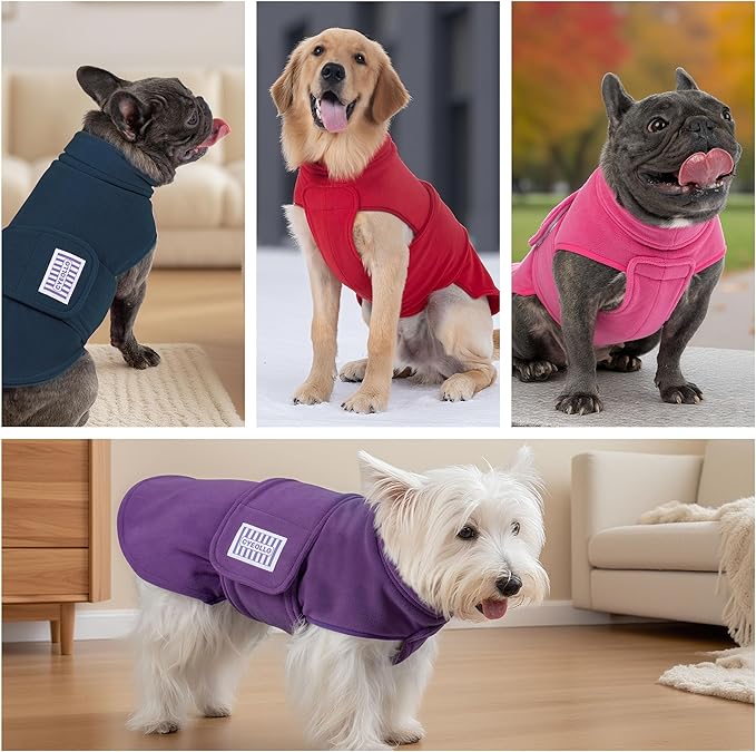 cyeollo XXL Dog Sweater, Fleece Doggy Sweaters Stretchy Turtleneck Doggie Sweatshirt Soft Warm Winter Coat Fall Autumn Pet Clothes for Large Dogs Girl, Red 2XL