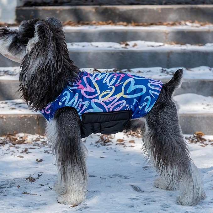 CuteBone Winter Coat Waterproof Windproof Jacket Reversible Vest Thick Adjustable Cold Weather Coats for Small Medium Large Dogs Soft With Leash Hole