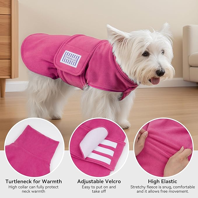 cyeollo Small Dog Sweater, Soft Fleece Sweaters Turtleneck Doggy Sweatshirt Warm Fall Winter Vest Stretchy Pet Clothes for Puppy Soft Doggie Coat Girl & Boy, Pink S