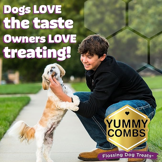 Yummy Combs Dog Dental Treats – Fish & Egg Protein – Vet VOHC Approved, Removes Tartar – A Daily Teeth Cleaning Treat for Large Dogs (15 Count)