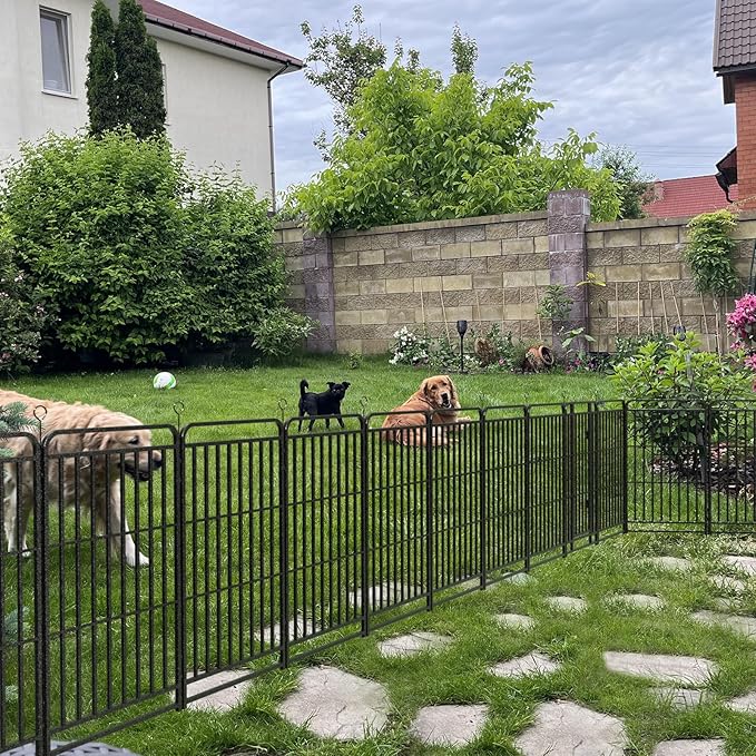Square Steel Pipe Dog Fence Outdoor 24 Piece Panels 47" Height Anti-Rust Heavy Duty Dog Playpen with Doors Portable for Yard RV Camping, Total 54FT, 227 Sq.ft, Snowy Black