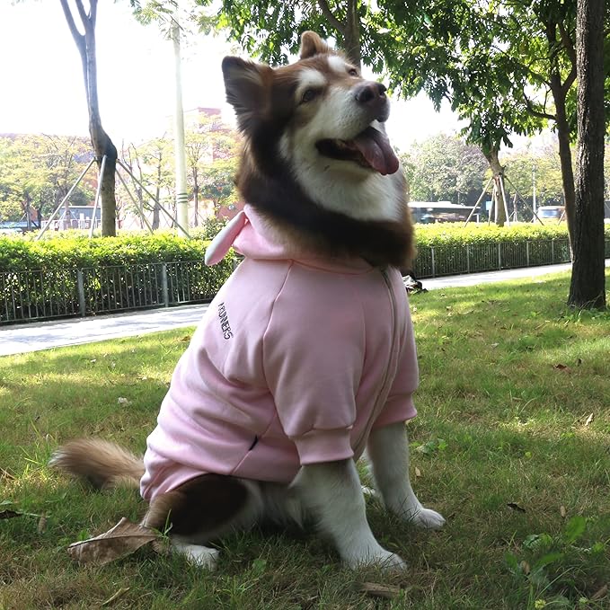 Extra Large Dog Christmas Bunny Costumes Rabbit Hoodies Clothes for Easter Day Halloween Labrador Rottweiler Great Dane, Pink, 7X-Large