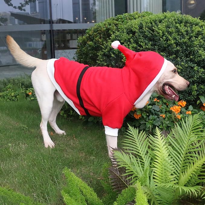 Santa Claus Father Christmas Costumes Clothes for Extra Large Dogs Hoodies Labrador Rottweiler Great Dane, Red, 6X-Large