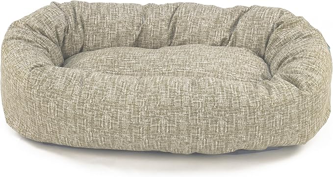 Majestic Pet 32 Inch Bagel Calming Dog Bed - Washable, Cozy Soft Round With Spine Support - Fluffy Donut Shape 32x23x7 Inch for Medium Dogs - Tan