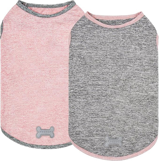 KYEESE 2Pack Dog Shirts Soft Tank Top Small Dog Shirt with Reflective Label Quick Dry Stretchy Sleeveless Vest Sun Protection Lightweight Pet Clothes, Large