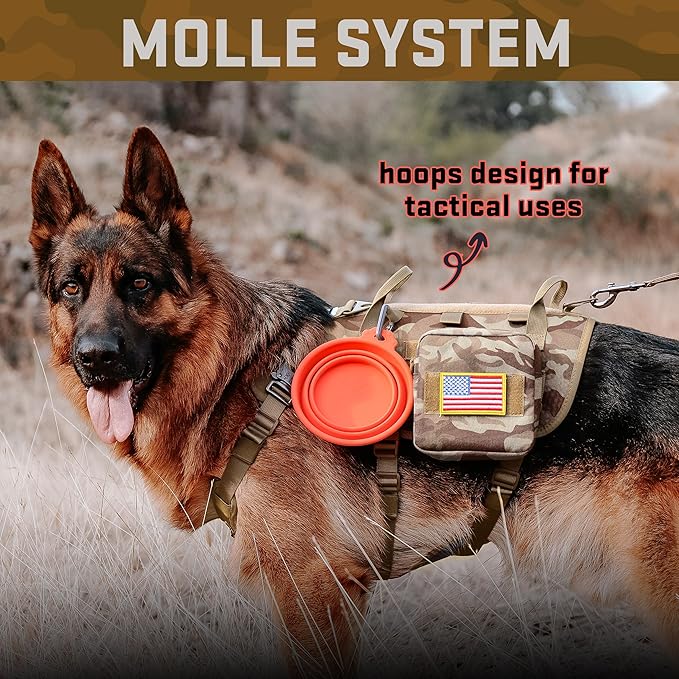 Forestpaw Dog Harness Medium Sized,Tactical Dog Harness with Handle,No Pull Military Style Service Dog Vest with Pockets Adjustable for Medium Large Dogs,Camouflage Brown,Chest 15.5-25.5"