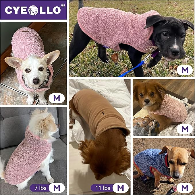 cyeollo Coats Reversible Dog Jacket Thickened Vest Turtleneck Fleece Furry Clothes Doggie Jacket for Cold Weather Winter Warm Dog Coats for Small Dogs Brown Apparel