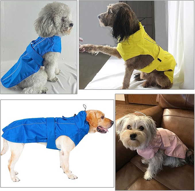 Adjustable Waterproof Dog Raincoat for Dogs,Lightweight Pet Rain Jacket Puppy Clothes with Reflective Strip for Small Medium Large Dogs (Black, Small)