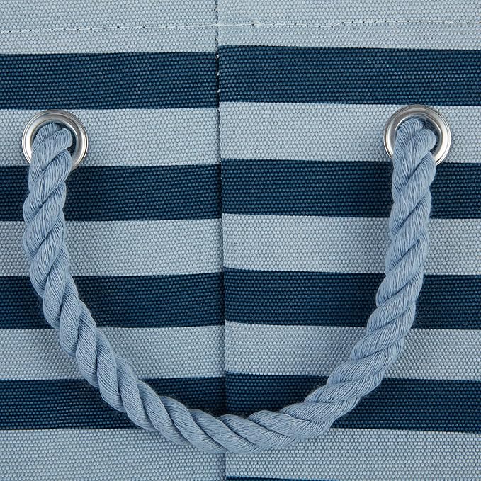 Bone Dry Pet Storage Collection Striped Paw Patch Bin, Dark Navy, Small Round