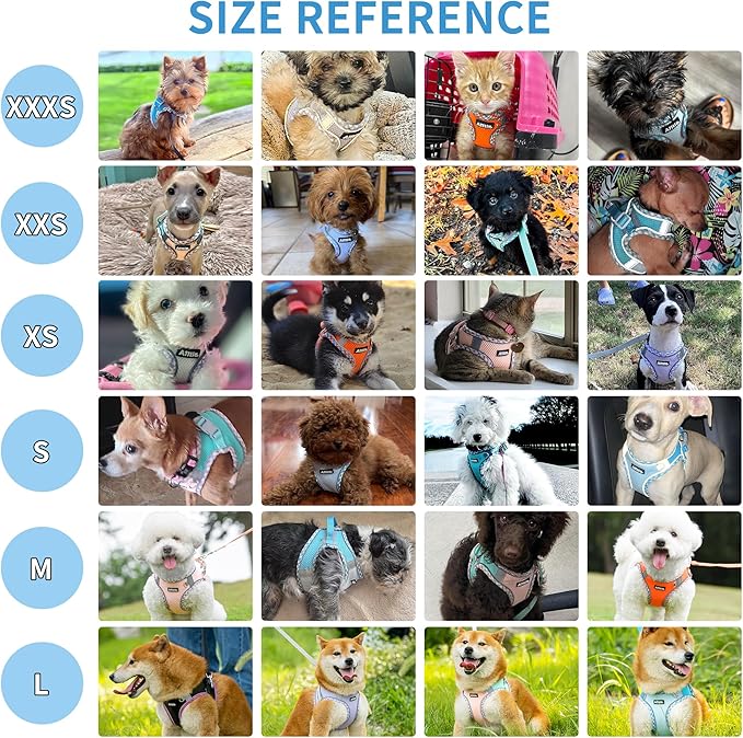 AIITLE Small Dog Harness - Breathable Double-Layer Jacquard No-Choke Vest, Durable Anti-Tear Fabric with Reflective Trim - Perfect for Running, Parties, Daily Walks (Blue-Pink, XS)