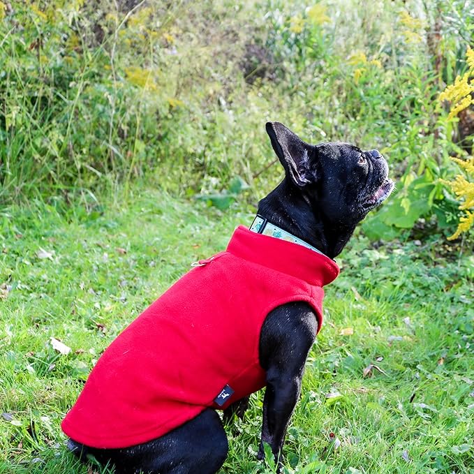 JACKO & CO - Fleece Vest Dog Sweater with Leash Ring - Soft, Warm & Lightweight Pullover Coat for Small & Medium Dogs, Puppies & Cats - Cozy Fall/Winter/Spring Pet Jacket (Red, X-Large 17-25lbs)