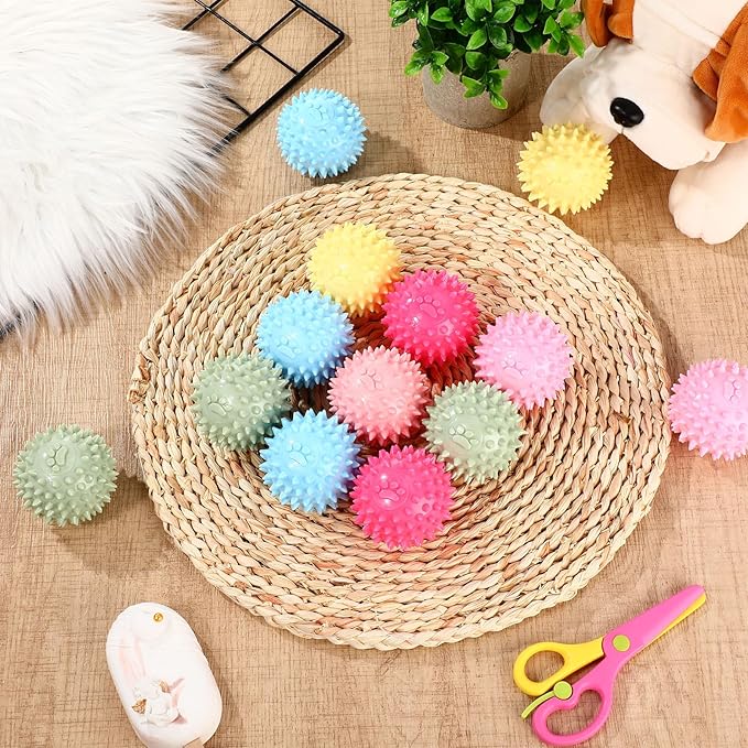 Soulchen 30 Pack 2.2 Inch Spiky Dog Balls Toys for Small Medium Puppy Durable Rubber No Squeak Spiky Balls for Aggressive Chewers Colorful Fetch Toys for Puppy Clean Teeth and Training