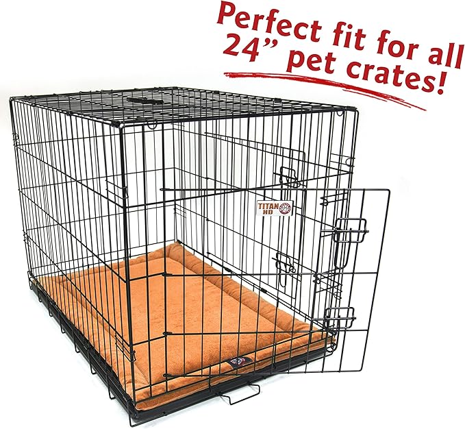 Majestic Pet Dog Crate Mat - Machine Washable Soft Plush Pet Bed Pad for Crates & Kennels | USA Crafted | 24"x18" Villa Orange