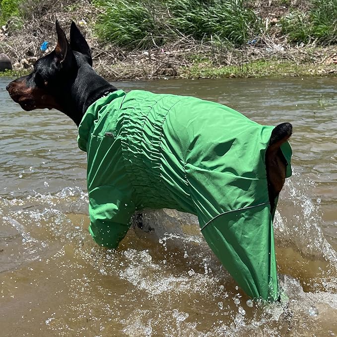 Dogs Waterproof Jacket, Lightweight Waterproof Jacket Reflective Safety Dog Raincoat Windproof Snow-Proof Dog Vest for Small Medium Large Dogs Green XS