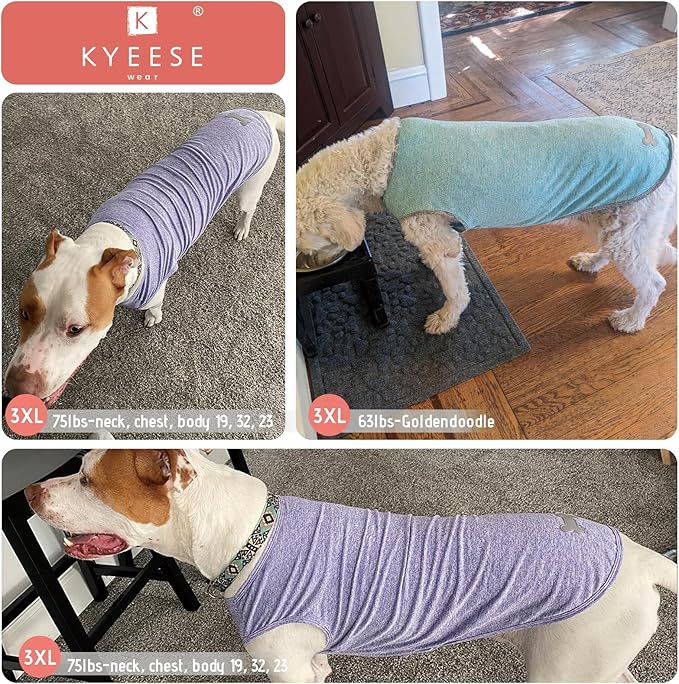 KYEESE 2 Pack Dog Shirts for Large Dogs Quick Dry Breathable Stretchy Sun Protection Pet T-Shirts with Reflective Label Tank Top Sleeveless Vest Dog Clothes, Light Blue+Grey, 3XL