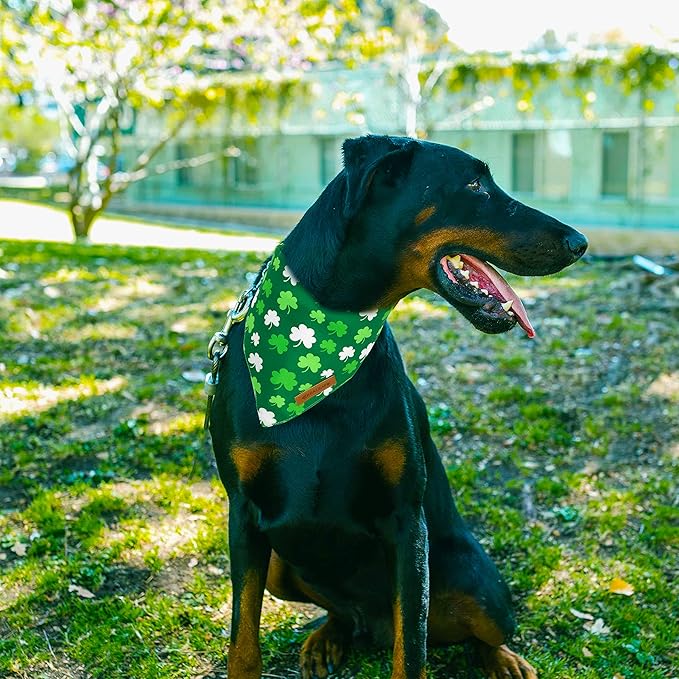 Realeaf St. Patrick's Day Dog Bandanas 2 Pack, Triangle Reversible Pet Scarf for Boys and Girls, Premium Durable Fabric, Holiday Bandana for Small and Medium Dogs (Small)
