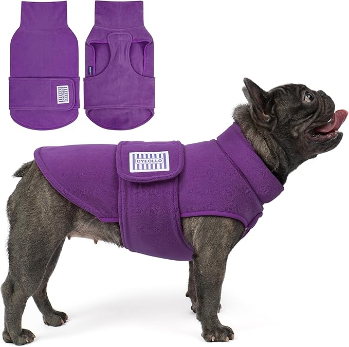 cyeollo Small Dog Sweater, Soft Fleece Sweaters Turtleneck Doggy Sweatshirt Warm Fall Winter Vest Stretchy Pet Clothes for Puppy Soft Doggie Coat Girl & Boy, Purple S