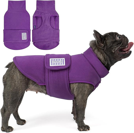 cyeollo Small Dog Sweater, Soft Fleece Sweaters Turtleneck Doggy Sweatshirt Warm Fall Winter Vest Stretchy Pet Clothes for Puppy Soft Doggie Coat Girl & Boy, Purple S