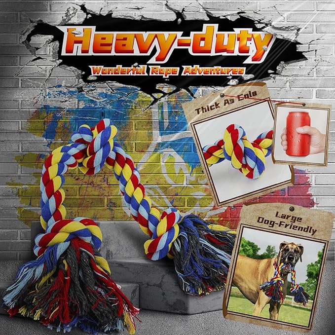 Heavy Duty Various Dog Chew Toys for Aggressive Chewers, 9 Pack Indestructible Large Dog Toys Include Tug Chew & Rope Toys, Squeaky Toys for Medium & Large Breed(for Super chewers -Mad Bunny)