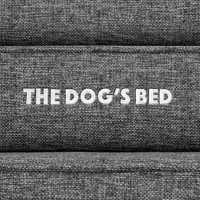 The Dog’s Bed Orthopedic Headrest Dog Bed, Large Grey Linen, Memory Foam, Pain Relief for Arthritis, Hip & Elbow Dysplasia, Post Surgery, Lameness, Waterproof Washable Cover