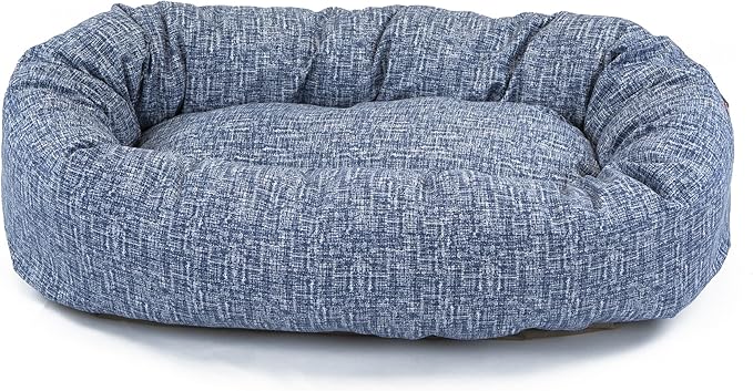 Majestic Pet 40 Inch Bagel Calming Dog Bed Washable – Cozy Soft Round Dog Bed with Spine Support for Dogs to Rest Their Head - Fluffy Donut Dog Bed 40x29x9 (Inch) - Round Pet Bed Large – Blue