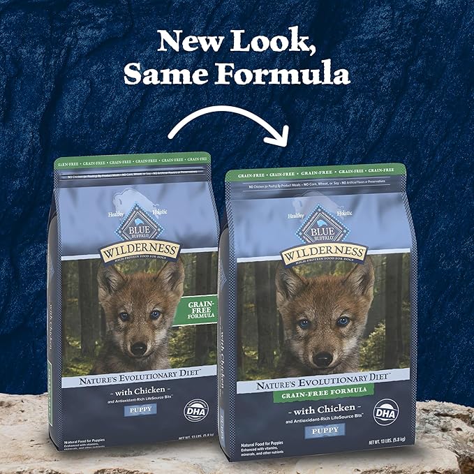 Blue Buffalo Wilderness Puppy High-Protein Dry Dog Food with Real Chicken, Grain-Free, Made in the USA with Natural Ingredients, Chicken, 24-lb Bag