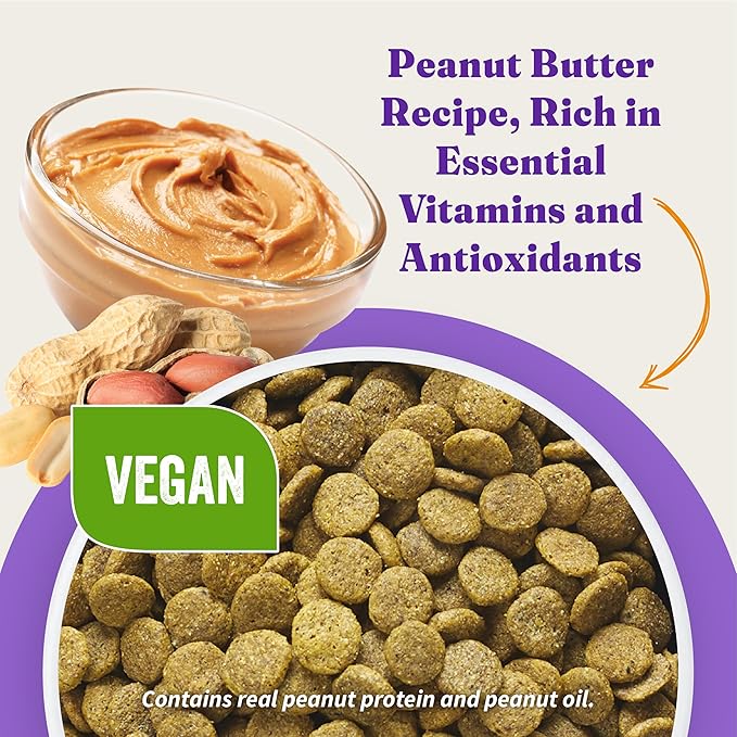 Halo Holistic Vegan Dog Food, Plant-Based Peanut Butter Recipe, Dry Dog Food, Complete Digestive Health, Kibble for Adult Dogs, 10 lb Bag