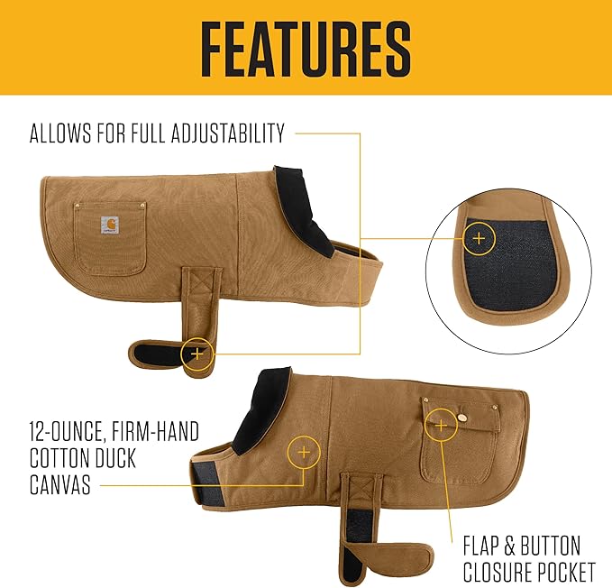 Carhartt Firm Duck Insulated Dog Chore Coat, Durable Weather Resistant Jacket for Cold and Windy Conditions, PFAS Free (Carhartt Brown), X-Large