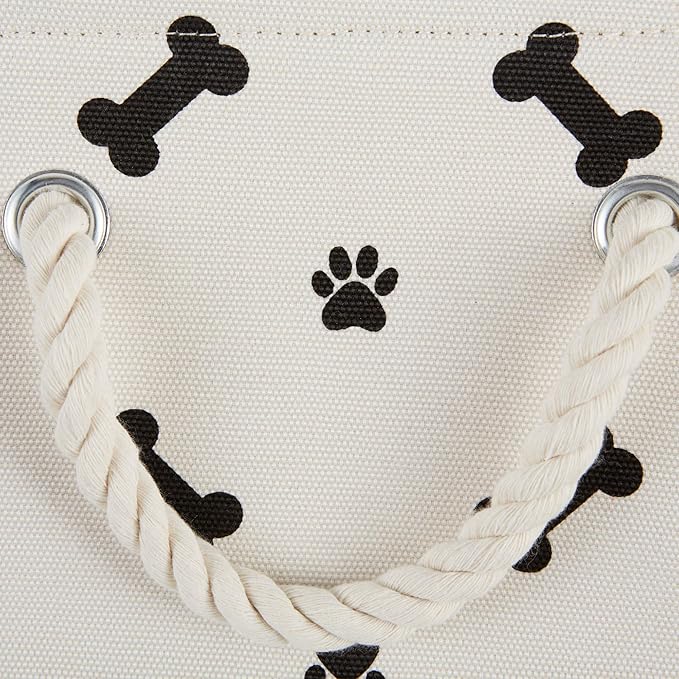 Bone Dry Pet Storage Collection Paw and Bone Print, Small Rectangle, 14x8x9, Black