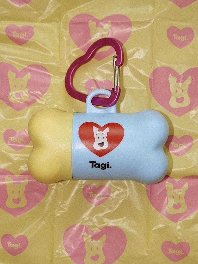 Tagi. The Fruits of Love Dog Poop Bag Rolls with Dispenser, Portable Pet Waste Bags for Dog Walking, Leak Proof and Extra Thick, 1 Berry Poop Bag Holder and 8 Roll Bags