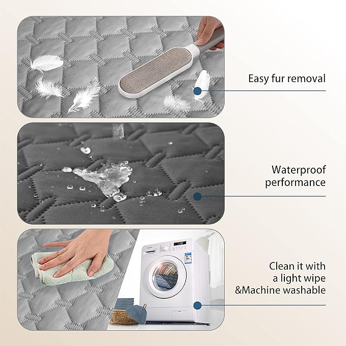 gogobunny 100% Double-Sided Waterproof Dog Bed Cover Pet Blanket Sofa Couch Furniture Protector for Puppy Large Dog Cat, Reversible (30x90 Inch (Pack of 1), Dark Grey/Light Grey)