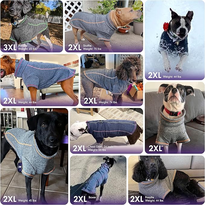 cyeollo Fleece Dog Jacket Coat Lightweight Dog Jackets Reflective Pet Sweater Zip Up Warm Winter Coats for Medium Large Dogs Clothes Pet Apparel
