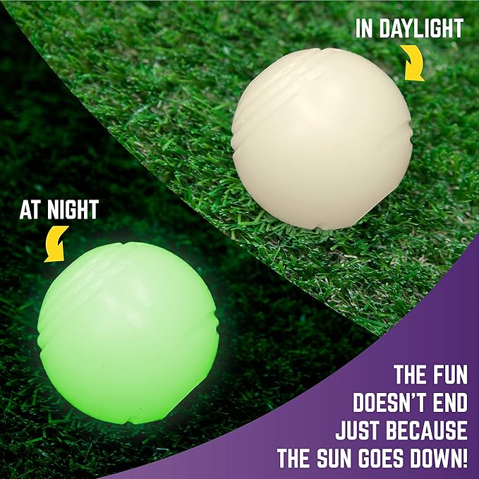 Chew King by Mammoth Set of 2 Glowing Fetch Ball, Durable Bouncy Interactive Toy for Pets & Dogs, Lightweight, 3 Inch, Fits Ball Launcher