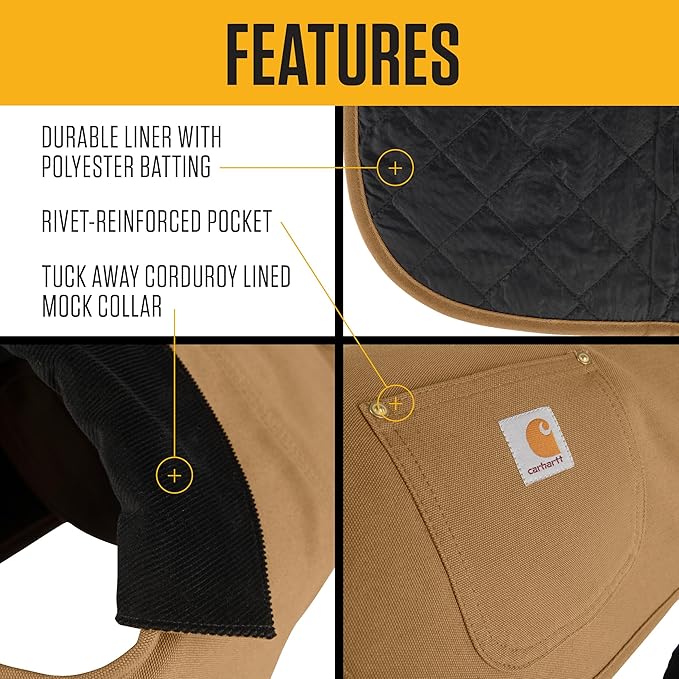 Carhartt Firm Duck Insulated Dog Chore Coat, Durable Weather Resistant Jacket for Cold and Windy Conditions, PFAS Free (Deep Wine), Medium