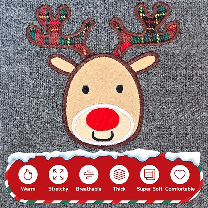 PETCARE Reindeer Christmas Dog Sweater Gray Cat Sweater Vest Cartoon Elk Pet Holiday Dog Clothes Puppy Sweaters for Small Medium Large Dogs Cats Fall Winter Outfits Xmas Dogs Costume,X-Small