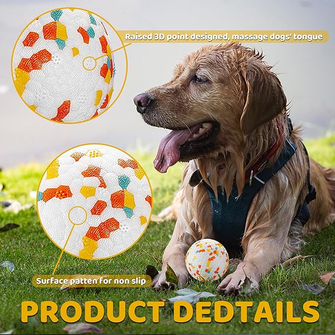 Dog Balls, Indestructible Dog Toy Ball for Aggressive Chewers, Durable High Elasticity Interactive Ball for Training Dog Catch and Fetch, Large Medium Small Dog and Puppies(2.5in, 2pcs)