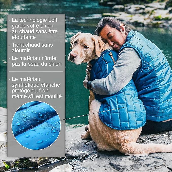 Kurgo Loft Dog Jacket - Reversible Cozy Coat for Outdoor Adventures - Water Resistant - Athletic Fit - Machine Washable Fabric - Reflective Dog Gear - X-Small - Ink Blue