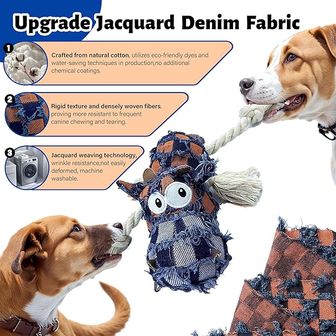 Squeaky Dog Toys for Aggressive Chewers, Dog Plush Chew Toy, Stuffed Animals Dog Toys for Small Medium Large Dogs to Keep Them Busy Puppy Teething Toys
