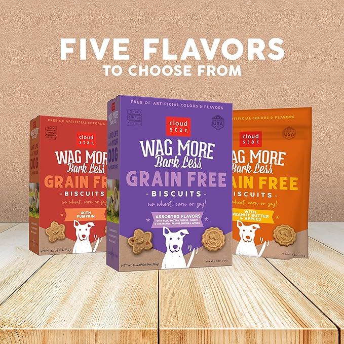 Cloud Star Wag More Bark Less Crunchy Grain Free Dog Treats, Pumpkin, 2.5 lbs. Bag