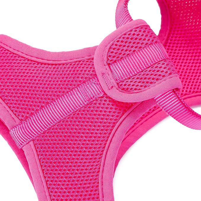 Mile High Life Step in Dog Harness for Small Dogs No Pull, Easy Get on Air Mesh Vest Harness, Adjustable Easy Closures Both Neck and Chest (Hot Pink, L Chest 21.6"-43.2")