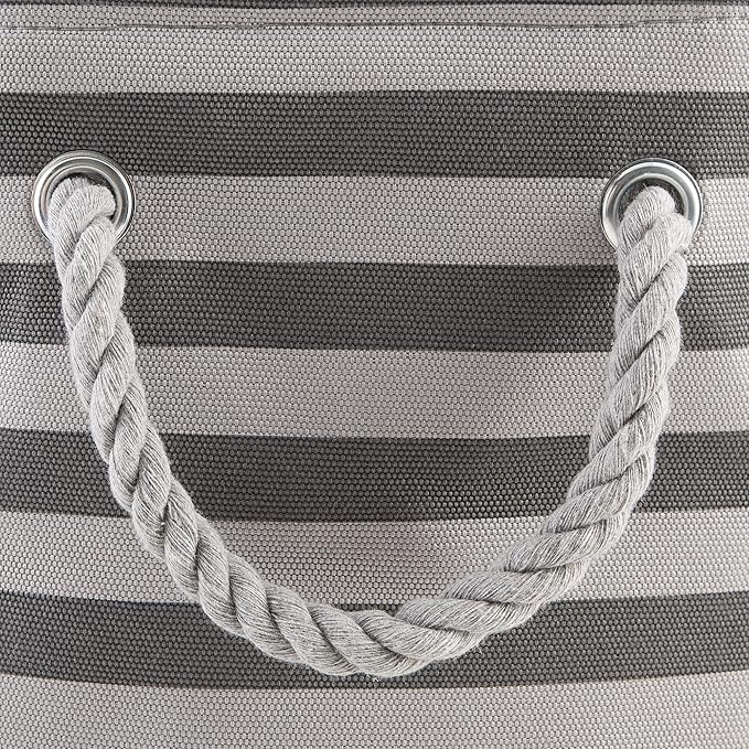 Bone Dry Pet Storage Collection Striped Paw Patch Bin, Medium Rectangle, Gray