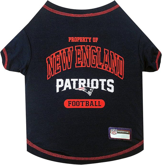 NFL New England Patriots Dog T-shirt X-Large. - Licensed Shirt for Pets Team Colored with Team Logos- Premium Stretchable Materials for the comfort of your Dog & Cat