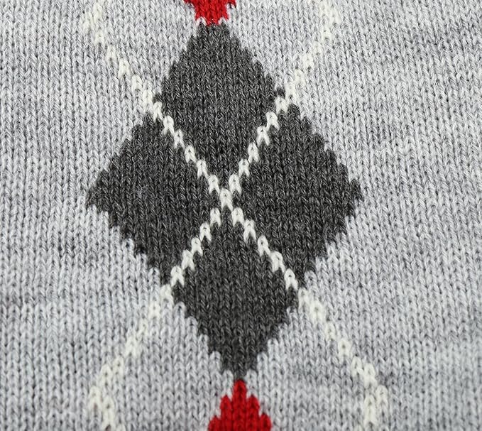 Grey Argyle Knit Pet Sweaters Clothes for Medium Dogs, Classic Gray X-Large (XL) Size
