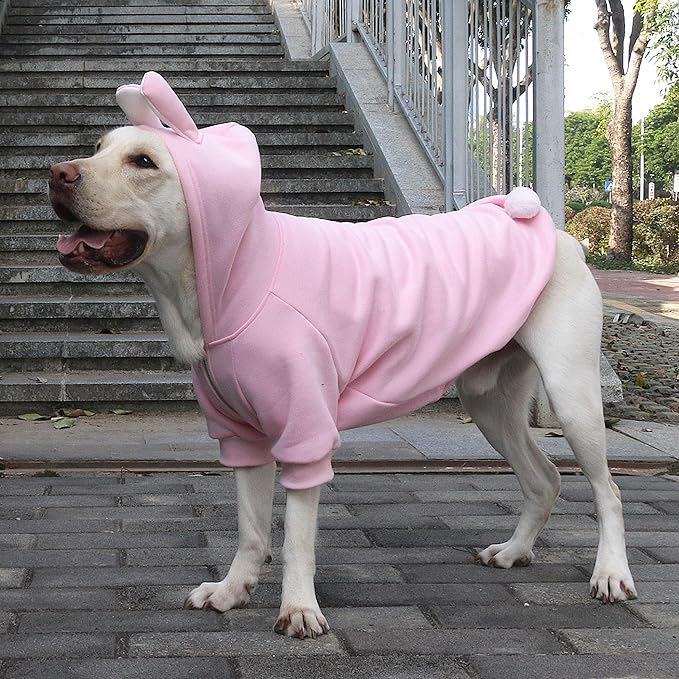 Extra Large Dog Christmas Bunny Costumes Rabbit Hoodies Clothes for Easter Day Halloween Labrador Rottweiler Great Dane, Pink, 3X-Large