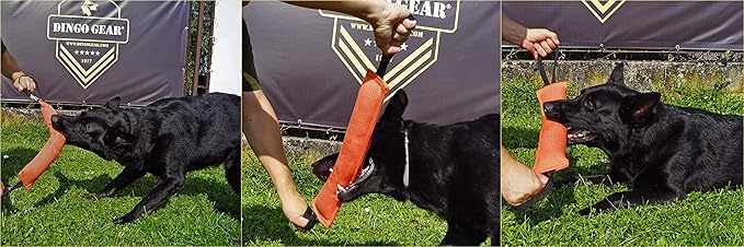 Dingo Gear French Linen tug Toy for Dog, Dog Bumper for Training, Agility, tug of war, Dog bite Pillow for Strong Dog, 2handles 18" red S00068