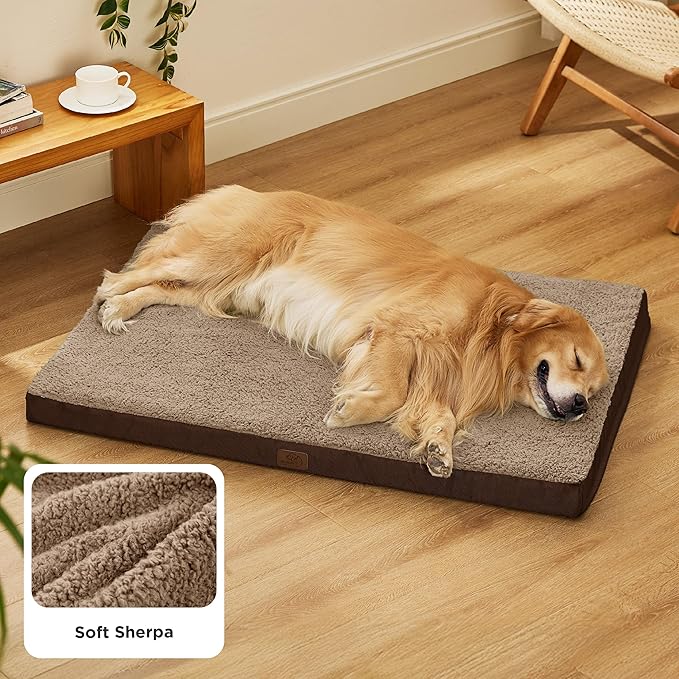 Bedsure XL Dog Beds Large Sized Dog -Comfy Flat Extra Large Pet Beds with Removable Washable Cover, Orthopedic Egg Crate Foam Mat, Suitable for Pet Up to 100 lbs