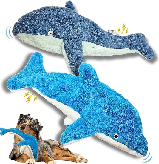 Crinkle Dog Toy – No stuffing Squeaky Dog Toy for Small, Medium & Large Breeds, Interactive Tough toy set - Ideal for Chewing, Teething & Fetch, Durable Pet-Safe Materials - Soft Blue Plush, Large
