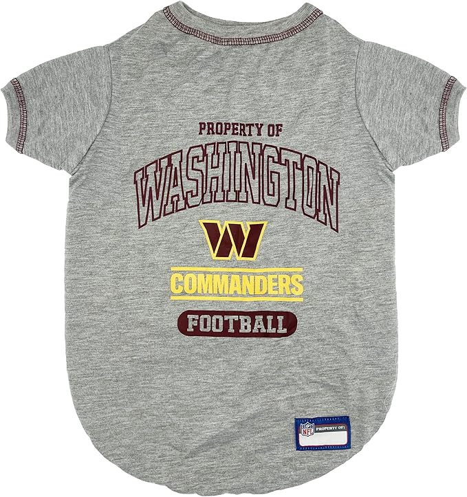 NFL Washington Commanders Dog T-Shirt Medium. - Licensed Shirt for Pets Team Colored with Team Logos- Premium Stretchable Materials for The Comfort of Your Dog & Cat